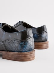 Navy Blue Gloss Shine Brogue Shoes - Image 4 of 6