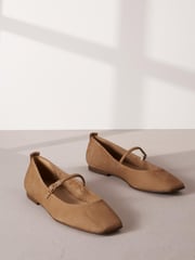 Camel Signature Leather Mary Jane Flat Shoes - Image 3 of 8