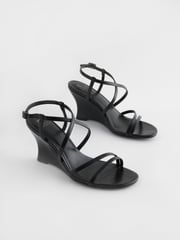 Black Forever Comfort® Strappy Wedges - Image 4 of 8