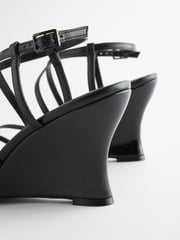 Black Forever Comfort® Strappy Wedges - Image 7 of 8