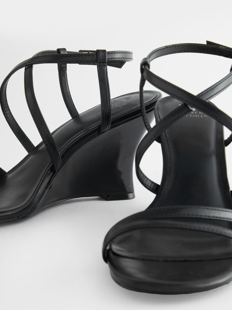 Black Forever Comfort® Strappy Wedges - Image 8 of 8