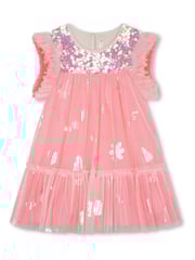 Billieblush Pink Glitter Mesh Frill Sleeve Party Dress - Image 1 of 3