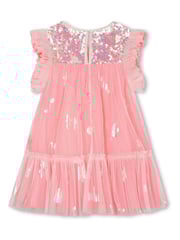 Billieblush Pink Glitter Mesh Frill Sleeve Party Dress - Image 2 of 3