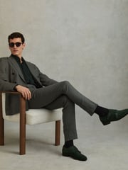 Reiss Forest Green Amalfi Suede Double Monk Strap Shoes - Image 2 of 5