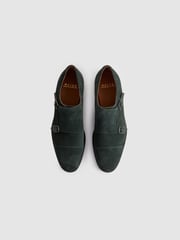 Reiss Forest Green Amalfi Suede Double Monk Strap Shoes - Image 3 of 5