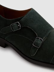 Reiss Forest Green Amalfi Suede Double Monk Strap Shoes - Image 5 of 5