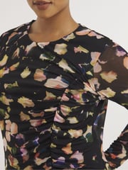 Simply Be Black Mesh Ruched Midi Dress - Image 5 of 5