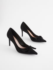 Black Forever Comfort® Leather Bow Mid Court Shoes - Image 3 of 7