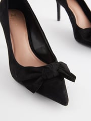 Black Forever Comfort® Leather Bow Mid Court Shoes - Image 5 of 7