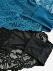 Schwarz & Petrol - Lace High Leg Knickers 2 Pack - Bild 8 von 9