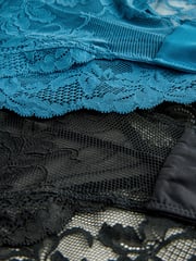 Schwarz & Petrol - Lace High Leg Knickers 2 Pack - Bild 9 von 9