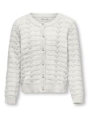 ONLY KIDS Pointelle Diamanted Button Detail Occasion White Cardigan - Image 1 of 2