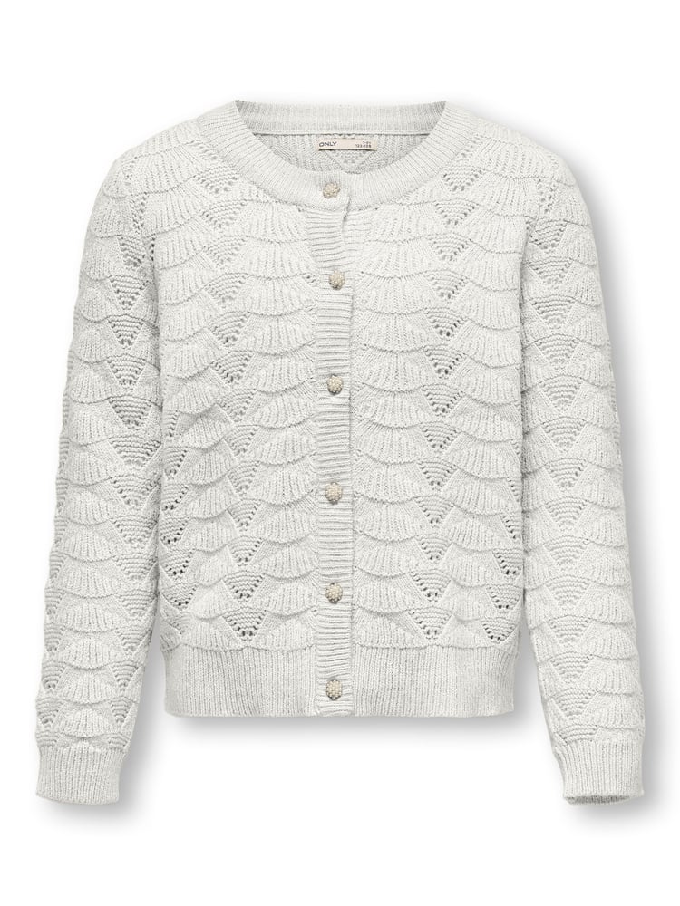ONLY KIDS Pointelle Diamanted Button Detail Occasion White Cardigan - Image 1 of 2 ONLY KIDS Pointelle Diamanted Button Detail Occasion White Cardigan - Image 1 of 2