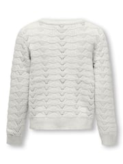 ONLY KIDS Pointelle Diamanted Button Detail Occasion White Cardigan - Image 2 of 2