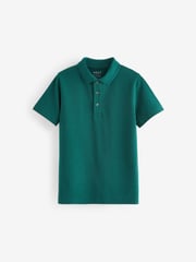 Dark Green Regular Fit Cotton School Short Sleeve 100% Cotton Polo Shirts 2 Pack (3-16yrs) - Image 2 of 4