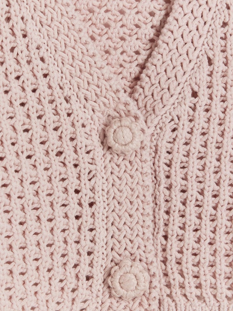 River Island Pink Girls Ecru Crochet Crop Cardigan - Image 4 of 4 River Island Pink Girls Ecru Crochet Crop Cardigan - Image 4 of 4
