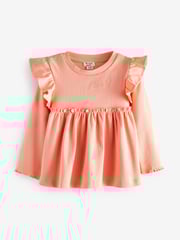 River Island Pink/Grey Mini Girls 100% Cotton Rib Peplum Set 2 Pack - Image 4 of 5