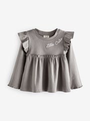 River Island Pink/Grey Mini Girls 100% Cotton Rib Peplum Set 2 Pack - Image 5 of 5