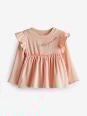 River Island Pink Mini Girls 100% Cotton Rib Peplum Set 2 Pack - Image 2 of 3