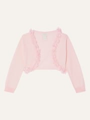 Monsoon Pink Baby 3D 100% Cotton Floral Trim Cardigan - Image 1 of 3