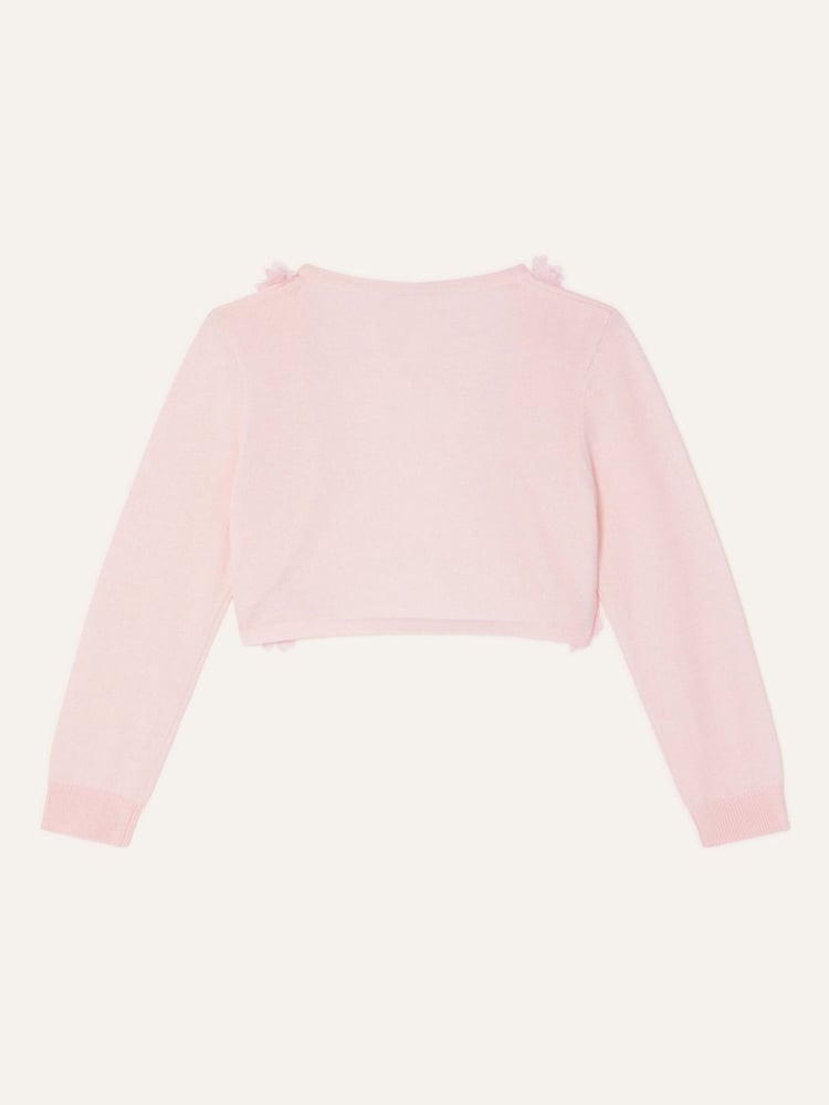 Monsoon Pink Baby 3D 100% Cotton Floral Trim Cardigan - Image 2 of 3