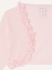 Monsoon Pink Baby 3D 100% Cotton Floral Trim Cardigan - Image 3 of 3