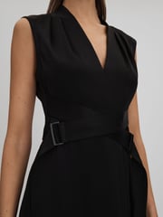 Reiss Black Raya Strappy Asymmetric Midi Dress - Image 4 of 6
