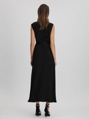 Reiss Black Raya Strappy Asymmetric Midi Dress - Image 5 of 6