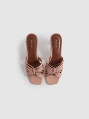 Reiss Blush Harriet Leather Knot Detail Mules - Image 3 of 5