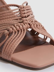 Reiss Blush Harriet Leather Knot Detail Mules - Image 5 of 5