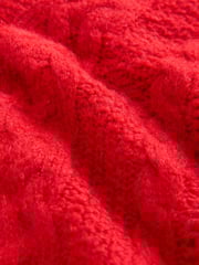 Red Sparkle Bow Button Cable Knitted Cardigan - Image 6 of 7