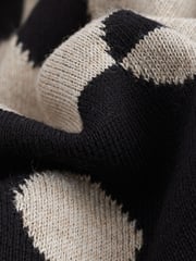 Black and Neutral Spot Crew Neck Long Sleeve Pattern Knitted Jumper - Image 6 of 6