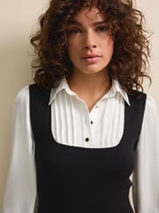 Black Shirt Layer Knitted Pinafore Dress - Image 5 of 7