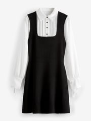 Black Shirt Layer Knitted Pinafore Dress - Image 6 of 7