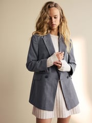 Ecru Cream Ribbed Fit And Flare Mini Knitted Jumper Dress With Wool - Image 2 of 7