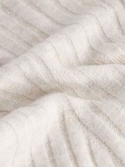 Ecru Cream Ribbed Fit And Flare Mini Knitted Jumper Dress With Wool - Image 7 of 7