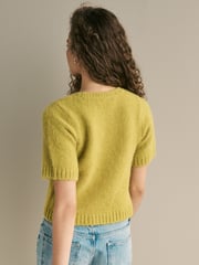 Lime Green Short Sleeve Crew Neck Jumper With Wool - Image 2 of 5