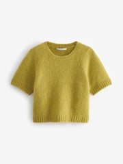 Lime Green Short Sleeve Crew Neck Jumper With Wool - Image 4 of 5