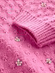 Pink Bright Embellished Gem Short Sleeve Knitted Jumper - Image 7 of 8