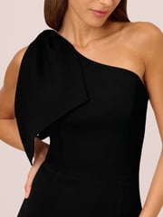 Adrianna Papell One Shoulder Bow Black Midi Dress - Image 5 of 7