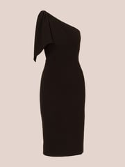 Adrianna Papell One Shoulder Bow Black Midi Dress - Image 6 of 7