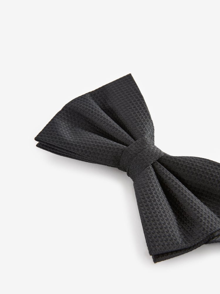 Black Textured Silk Bow Tie - Image 2 of 4