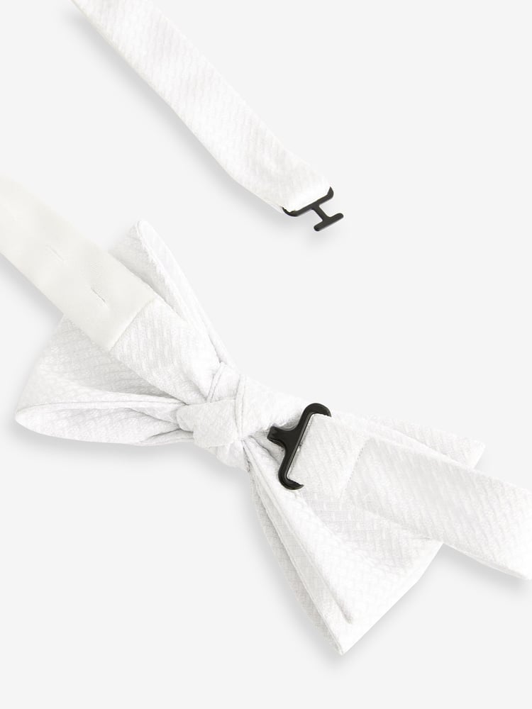 White Textured Bow Tie - Image 6 of 6