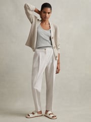 Reiss Light Grey Farrah Tapered Suit Trousers with TENCEL™ Fibers - Image 1 of 6