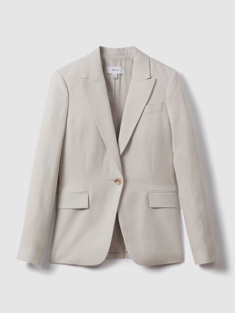 Reiss Light Grey Farrah Single Breasted Suit Blazer with TENCEL™ Fibers - Image 2 of 6