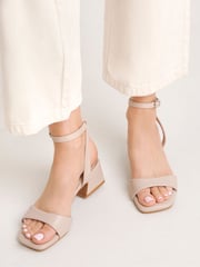 Simply Be Natural Wide Fit Barely There On Low Block Heels - Image 4 of 8