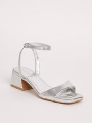 Simply Be Silver Barely There on Low Block Heels in Extra Wide Fit - Image 6 of 7