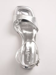 Simply Be Silver Barely There on Low Block Heels in Extra Wide Fit - Image 7 of 7