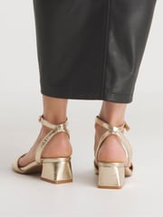 Simply Be Gold Barely There on Low Block Heels in Extra Wide Fit - Image 2 of 7