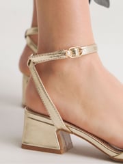 Simply Be Gold Barely There on Low Block Heels in Extra Wide Fit - Image 4 of 7